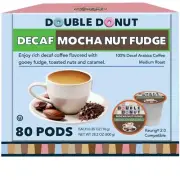 Double Donut Medium Roast Decaf Coffee Pods, Mocha Nut Fudge Flavored, for Ke...