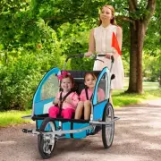 Foldable Bicycle Bike Baby Children Kids Trailer and Stroller Jogger 2 Seater