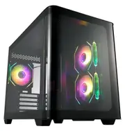 FSP S380 Curved Tempered Glass Side Panel Micro-ATX Case - Black (No PSU) [S380-BA]