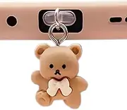 USB C Dust Cover, Cute Bear Charging Port Plug, Dust Plug Charm, Type C Mobile Phone Port Protector for Type-C Port Phone Tablet Laptop