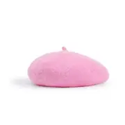 Wool Blend French Beret Hats for Women and Men Solid Color Winter Medium Pink