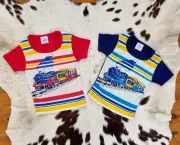 2 RETRO RINGER TEES 1960S DEADSTOCK TRAIN STRIPE STRETCH SHIRTS APPROX 12 MONTHS