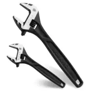 WORKPRO 2PC Adjustable Wrench Set 6" 10" Wide Jaw Wrench with Metric & SAE Scale