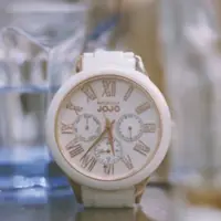 在飛比找蝦皮商城優惠-NATURALLY JOJO 曼哈頓三眼陶瓷腕錶-白x玫瑰金