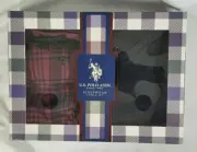US Polo Assn 2 Pc PJs M Black Thermal Crew Top, Red Plaid Flannel Bottom w/Logo