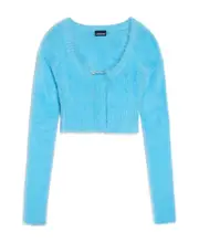 Jacquemus Fluffy Charm Logo Open-Front Cardigan FR44,FR46 Blue