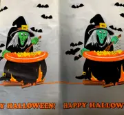 Witches Bats Halloween Cauldron Crepe Paper 12x10” Scrapbooking 1 Per Order NOS