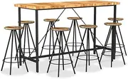 Dining Sets 9 Piece Bar Set Solid Acacia Wood and Solid Reclaimed Wood Kitchen Sets