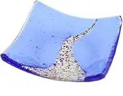 GlassOfVenice Murano Glass Klimt Square Decorative Plate - Blue