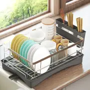 Toque Dish Drying Rack Plate Drainer Cup Holder Cutlery Tray Kitchen Organizer