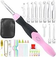 LED Lighted Crochet Hooks Set, USB Rechargeable Crochet Hook with Light, 2 Light Modes Crochet Needles, Professional Crochet Hooks, Reusable Crochet Hook Kit for DIY Craft Supplies(Style 2)