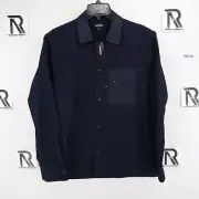 NWT Express Button Down Dress Shirt Men Size Medium Navy Blue Snap Button Canvas