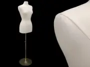 Female Form WhitePU Leather Mannequin Manikin Dress Form JF-6/8 PUWH Metal base