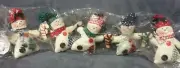 Vintage Terry's Village Connected Snowmen Plush Christmas Ornament Decor 3.5"