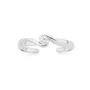 Silver Cubic Zirconia Solitaire Toe Ring in Clear