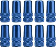 ANKROYU Bicycle Tire Valve Caps 10Pcs Aluminum Alloy French Valve Stem Caps Premium Dust Proof Corrosion Resistant for Mountain Bike Road Bike Cycling Accessories Black Red Blue Go (Blue)