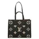 Juliet茱麗葉精品 Louis Vuitton LV M45495 ONTHEGO MM 經典花紋牛皮兩用托特包.黑/米色現金價$105,500