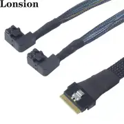 Mini SAS Slim SFF-8654 8i 4.0 to 2 Port SAS SFF-8643 right bend connection cable