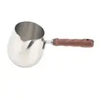 Stainless Steel Milk Frothing Jug Wooden Handle for Cappuccino Latte with