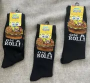 MENS CREW SOCKS SPONGE BOB SQUAREPANTS Krabby PattybLot Of Socks 3 Pairs.