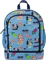 AI ACCESSORY INNOVATIONS Bluey & Bingo 2 -in-1 kids Backpack, 16" School Bag with Insulated Pocket & Bento Box for Boys & Girls, Blue, Blue, Standard, Character