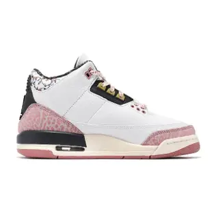 【NIKE 耐吉】休閒鞋 Air Jordan 3 Retro GS 大童 女鞋 白 粉 爆裂紋 AJ3 三代 氣墊(441140-100)