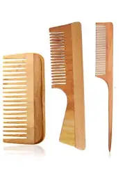 Neem Light Brown Neem Wooden Comb For Hair Growth And Hair Fall Control