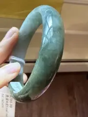 纯天然翡翠A货 59.8 mm Grade A Burmese Myanmar Jadeite Bangle 森林綠半山半水