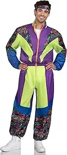 [Leg Avenue] 2 PC Retro 80s Tracksuit, includes zip-up tracksuit and headband, MULTICOLOR