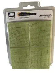 Fiskars Alphabet Chipboard Monogram ALPHAS IN GREEN Pattern 1.5" Cloud 9 Design
