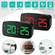 Large Digital LED Desk Alarm Clock Mirror Display USB Snooze Temperature 5 Keys
