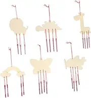 Sosoport 6 Pack Wooden Wind Chime DIY Craft Decorative Hanging Wind Bell for Indoor/Outdoor Random Style