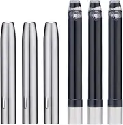 3 Pack Jinhao 10 Series Capless Fountain Pen Accesories, Metal Protector wtih Black Ink Cartridges, 5.5mm Bore Diameter