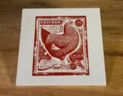 Red Shed Square Ceramic Rooster Tile Trivet~ Cork Back ~ Chicken ~ Country ~Farm