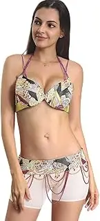 [ROYAL SMEELA] Oriental Belly Dance Bra Belt 2pcs belly dance set Belly Dancing outfit Belly dancer Costume women Retro Halter Bra Beaded Belt Girdle Suit Sexy Elegant Tribal Belly Dancing Wear