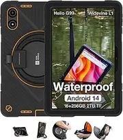 Rugged Tablet 11 Inch, Android 14 Tablet GMS Certified, 16GB RAM 256GB ROM 2TB TF, Octa-Core, 50MP+8MP, 2.4G/5G WiFi, 8000mAh, GPS/Widevine L1/Quad Speakers, IP68 & IP69K Waterproof for Field Work