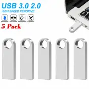 5 Pack USB 2.0 Metal Flash Drive 64GB 32GB 16GB 8GB Thumb Memory Stick Pendrive