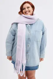 Purple Chunky Fluffy Tassel Scarf