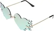 [TINEASUR] 1 Pair Heart Shape Rimless Sunglasses for Women Creative Birthday Es Fashion Accessory Light Reading Es