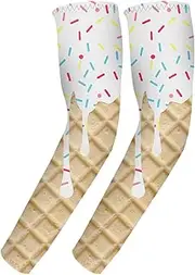 [Generic] Compression Arm Sleeves | Sports Arm Sleeves - Color Matching Ice Cream Theme Elbow Protector UV Protection for Multiple Activities, 008, M