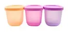 Tupperware Purple Cubix Plastic Mini Square Snack Food Containers 110ml (3) Set
