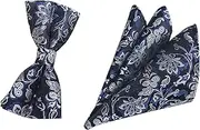 [Ctskyte] Men Big Boy Paisley Bow Tie Pre-Tied Set Wedding Party Bowties Pocket Square Set