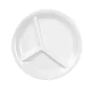 Thunder Group CR710W 10-1/4" White 3 Compartment Melamine Plate - 1 Doz