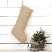 New Primitive Country Rustic Shabby Farmhouse NATURAL BURLAP Christmas Stocking