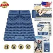 Ultralight Double Sleeping Pad with Built-in Foot Pump – Blue Inflatable Mat