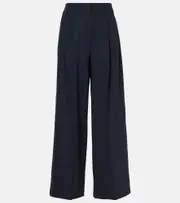 ['S Max Mara] 'S Max Mara Nichols virgin wool wide-leg pants UK 12 blue