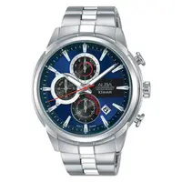 在飛比找momo購物網優惠-【ALBA】送禮首選 三眼計時男錶 不鏽鋼錶帶 藍 防水10