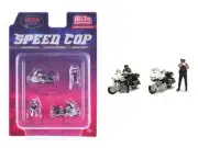 "Speed Cop" 4 piece Diecast Figure Set (2 Figures 2 Motorcycles)1/64 Scale