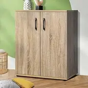 Oikiture Storage Cabinet with 3-Shelf Shelving Buffet Cabinet Tallboy Wooden Sideboard