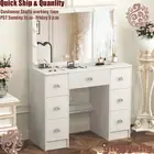 Large Vanity Dressing Table 7 Drawers and 3 Colors LED Mirror Makeup Table White